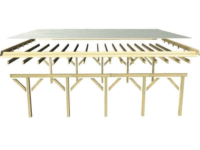 Karibu Carport Classic Doppel 2 ohne Einfahrtsbogen kdi