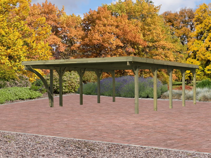 Karibu Carport Classic Doppel 3 mit 1 Einfahrtsbogen kdi