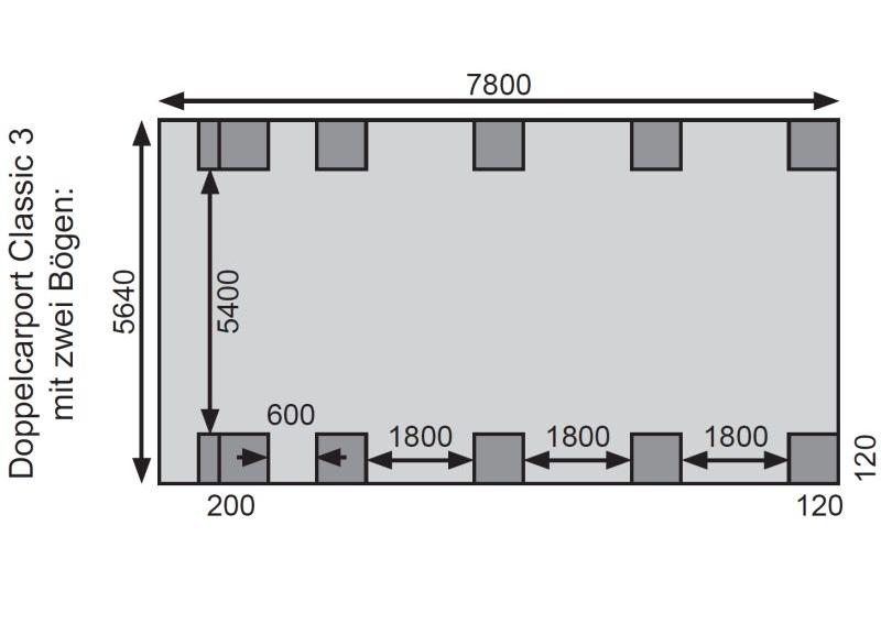 Karibu Carport Classic Doppel 3 mit 2 Einfahrtsbogen kdi