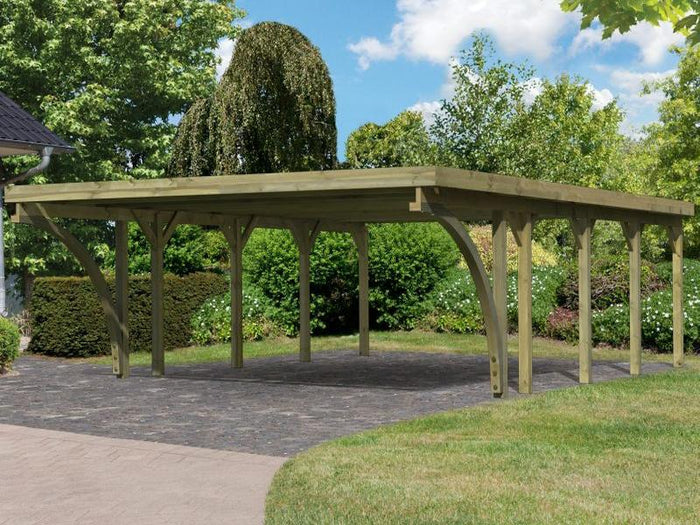 Karibu Carport Classic Doppel 3 mit 2 Einfahrtsbogen kdi