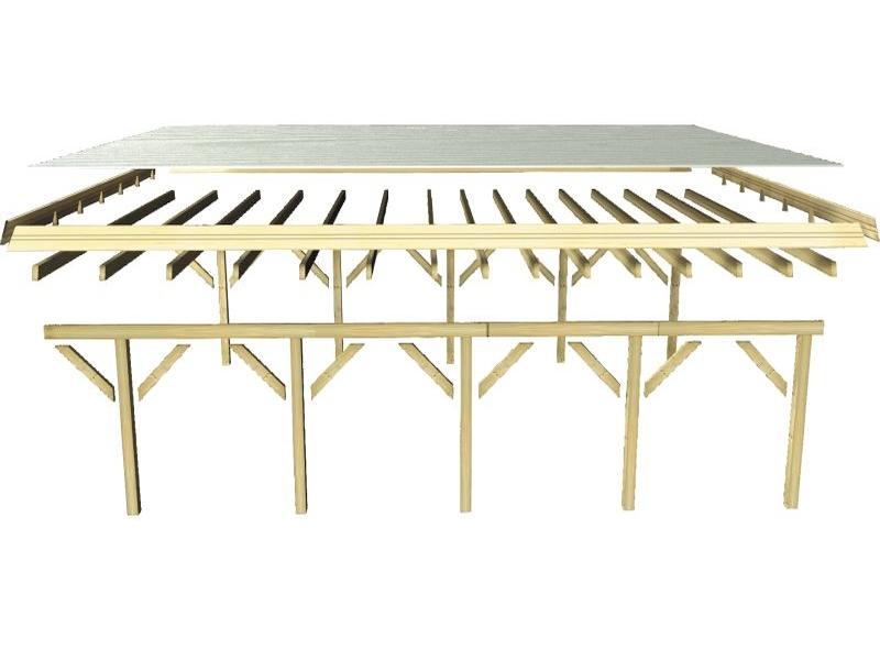 Karibu Carport Classic Doppel 3 mit 2 Einfahrtsbogen kdi
