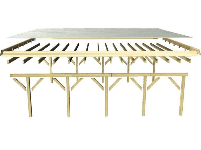 Karibu Carport Classic Doppel 3 mit 2 Einfahrtsbogen kdi