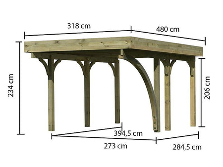 Karibu Carport Classic Einzel 1 mit 1 Einfahrtsbogen kdi