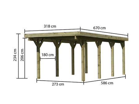 Karibu Carport Classic Einzel 2 ohne Einfahrtsbogen kdi