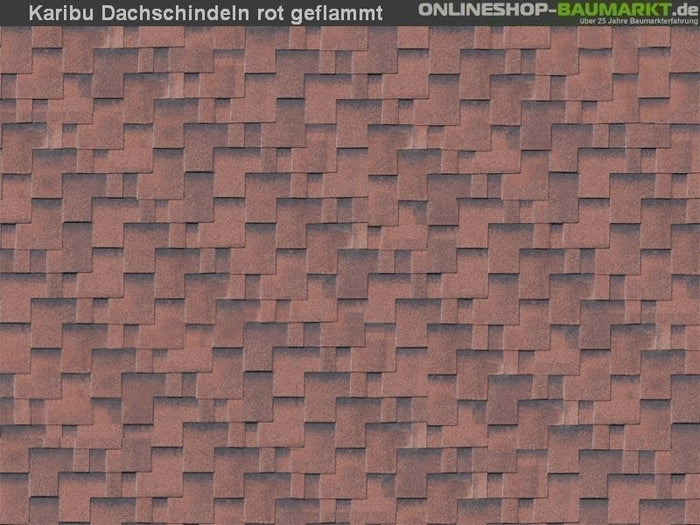 Karibu Dachschindeln Asymetrisch rot geflammt 4 Pakete