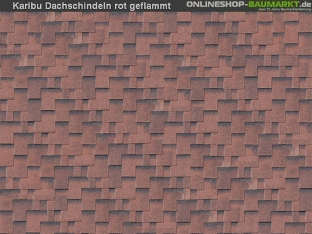 Karibu Dachschindeln Asymetrisch rot geflammt 5 Pakete