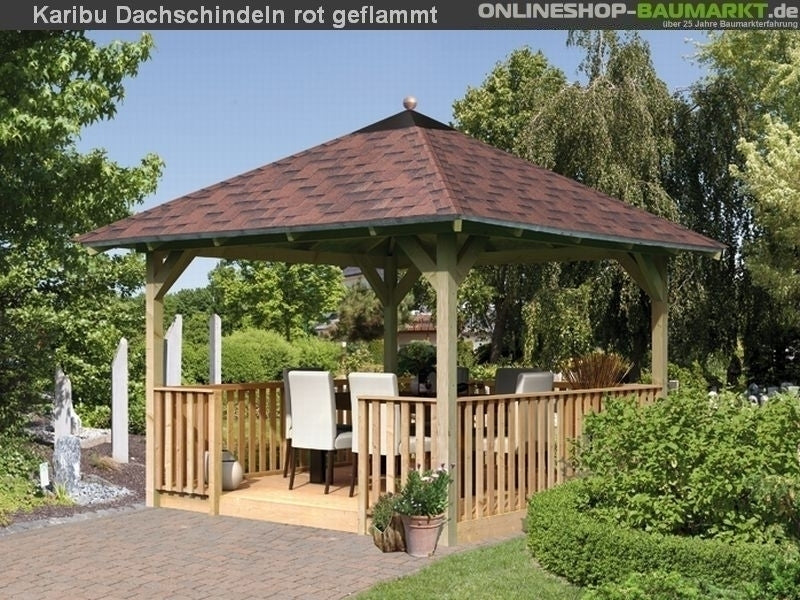 Karibu Dachschindeln Asymetrisch rot geflammt 8 Pakete