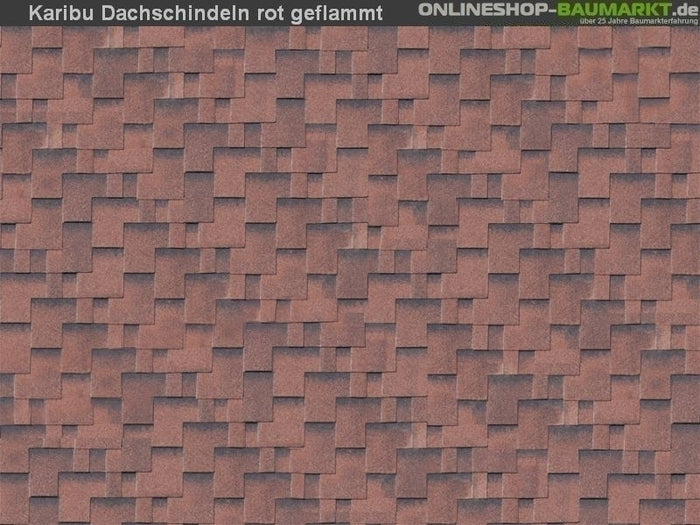 Karibu Dachschindeln Asymetrisch rot geflammt 9 Pakete