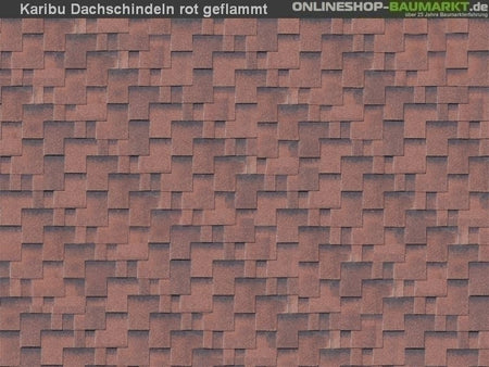 Karibu Dachschindeln Asymetrisch rot geflammt 18 Pakete