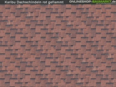 Karibu Dachschindeln Asymetrisch rot geflammt 19 Pakete