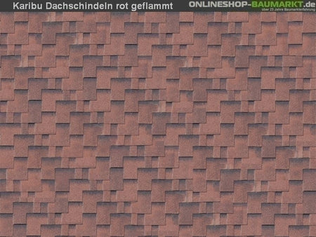Karibu Dachschindeln Asymetrisch rot geflammt 20 Pakete