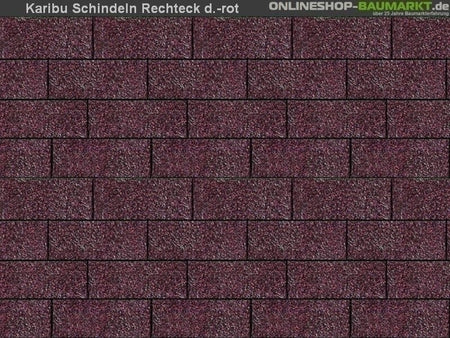 Karibu Dachschindeln Rechteck dunkelrot 12 Pakete