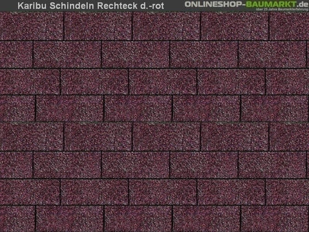Karibu Dachschindeln Rechteck dunkelrot 9 Pakete