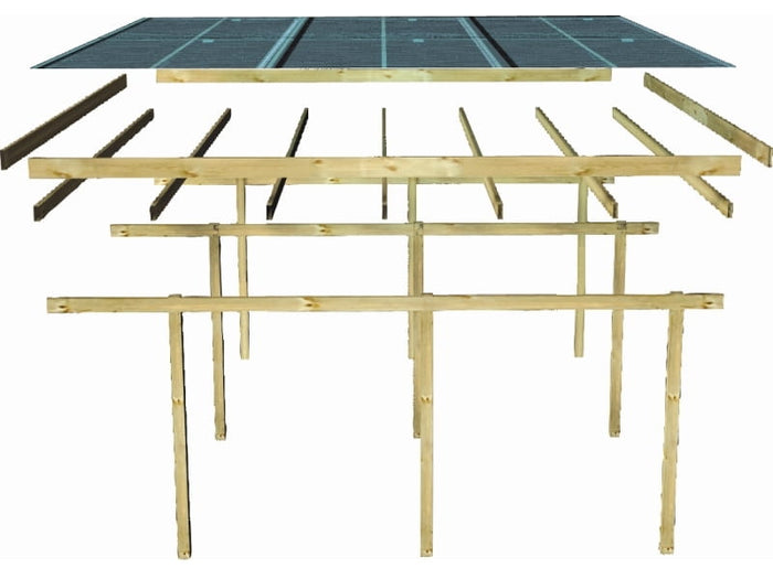 Karibu Doppelcarport ECO mit integriertem Abstellraum 3 und Wände