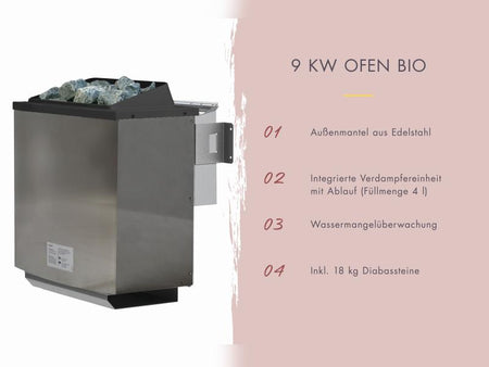 Karibu Fasshaus 2 asymmetrisch, inkl. 9 kW Bioofen ext. Steuerung