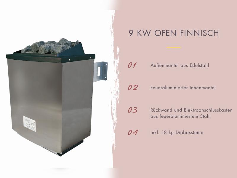 Karibu Fasshaus 2 asymmetrisch, inkl. 9 kW Ofen ext. Steuerung