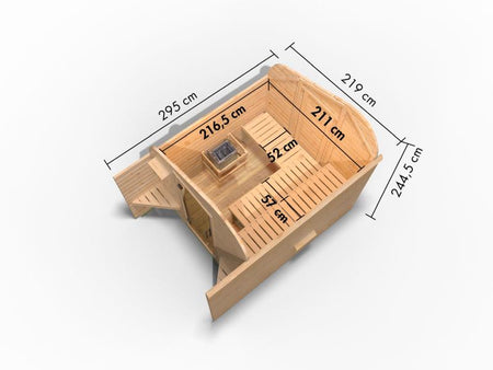 Karibu Fasshaus 2 asymmetrisch, ohne Saunaofen