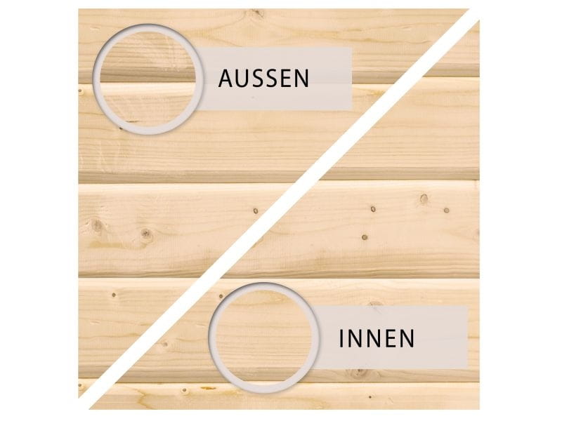 Karibu Fasssauna 1 ohne Ofen - 38 mm- im Set mit Dachschindeln in dunkelrot