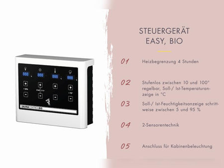 Karibu Fasssauna 1, 38 mm-  inkl. 9 kW Bioofen externe Steuerung