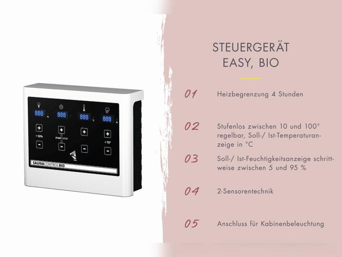 Karibu Fasssauna 1, 38 mm-  inkl. 9 kW Bioofen externe Steuerung