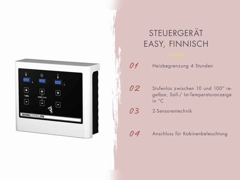 Karibu Fasssauna 1, 38 mm-  inkl. 9 kW Ofen externe Steuerung