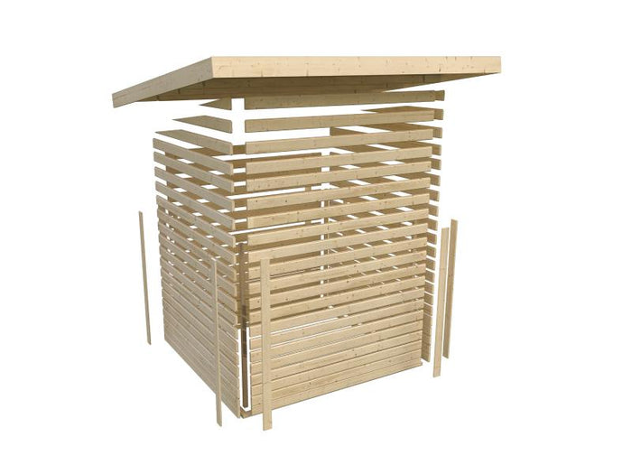 Karibu Gartenhaus Kandern 1 natur mit Anbaudach 2,35 m