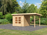Karibu Gartenhaus Kandern 3 natur mit Anbaudach 2,35 m