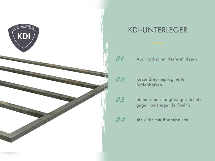 Karibu Gartenhaus Kandern 3 natur mit Anbaudach 2,35 m