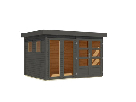 Karibu Gartenhaus Lahar 5, terragrau komplett, 19 mm