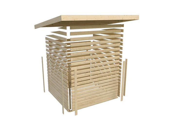 Karibu Gartenhaus Retola 4 inkl. Anbauschrank, terragrau