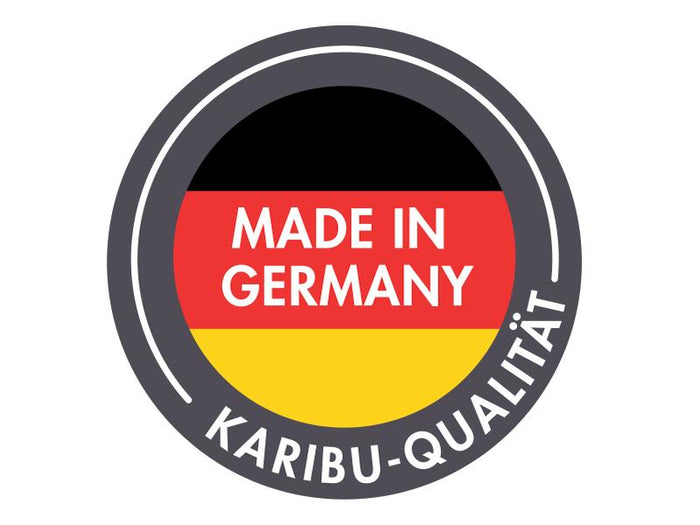 Karibu Gartenhaus Retola 5 mit Anbauschrank und Anbaudach 2,40 Meter, terragrau