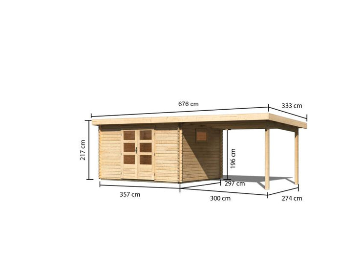Karibu Gartenhaus Trittau 4 inkl. Anbaudach 3 m