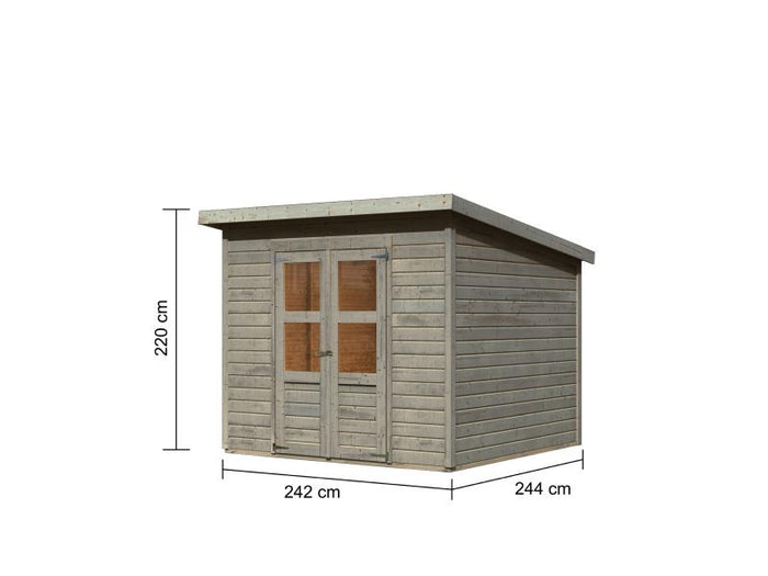 Karibu Gerätehaus Merseburg 6 ,vorvergraut, 14 mm