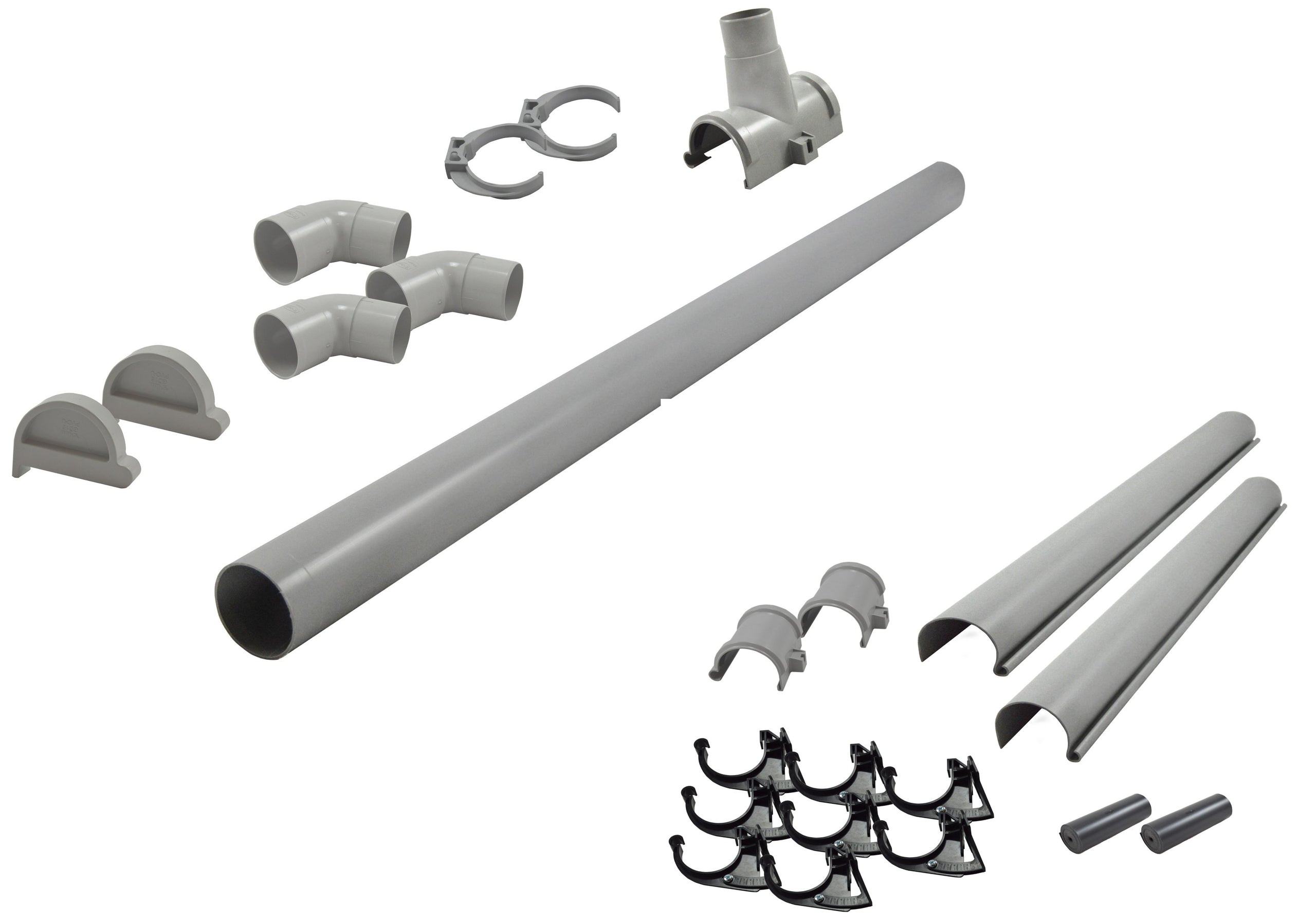 Karibu graue PVC-Dachrinne für Flachdach bis 265 cm Set J