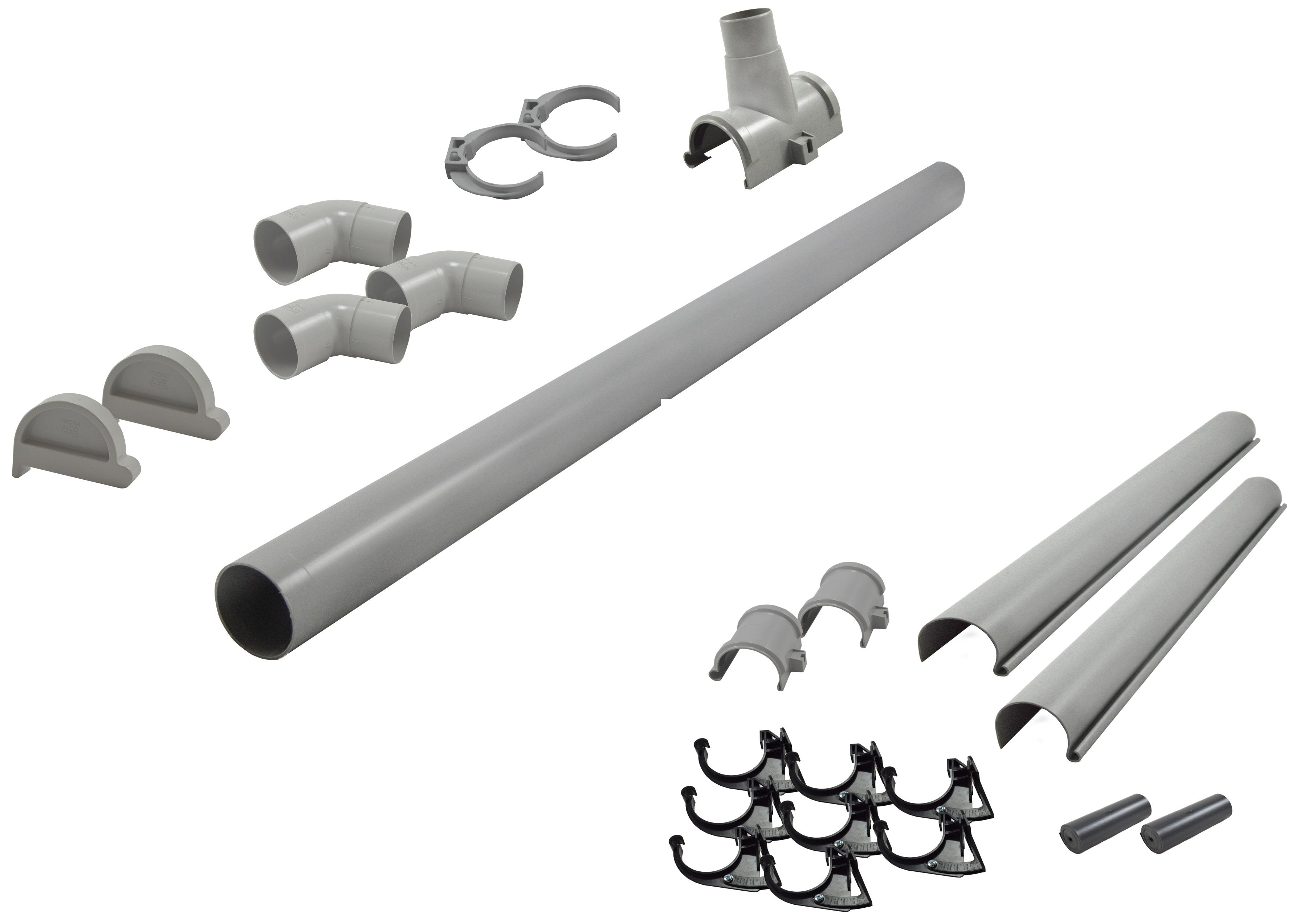 Karibu graue PVC-Dachrinne für Flachdach bis 265 cm Set J