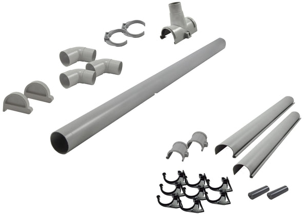 Karibu graue PVC-Dachrinne für Flachdach bis 265 cm Set J
