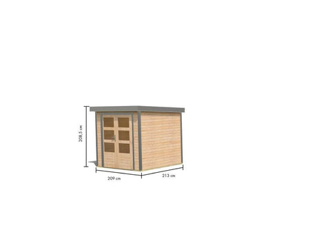 Karibu Hybrid Gartenhaus Jupiter 2 A naturbelassen/graualuminium
