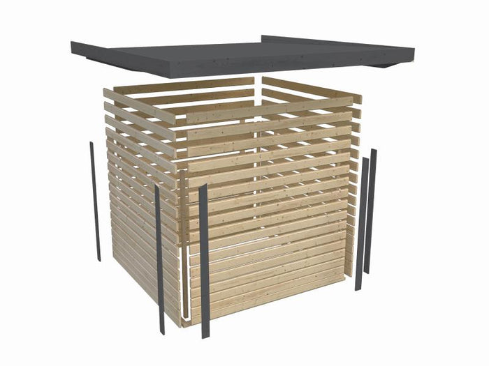 Karibu Hybrid Gartenhaus Jupiter 2 B terragrau/weiß