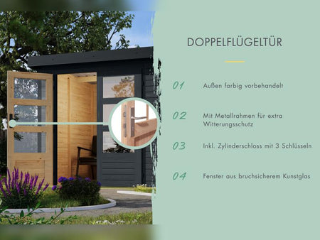Karibu Hybrid Gartenhaus Jupiter 2 C anthrazit/anthrazit
