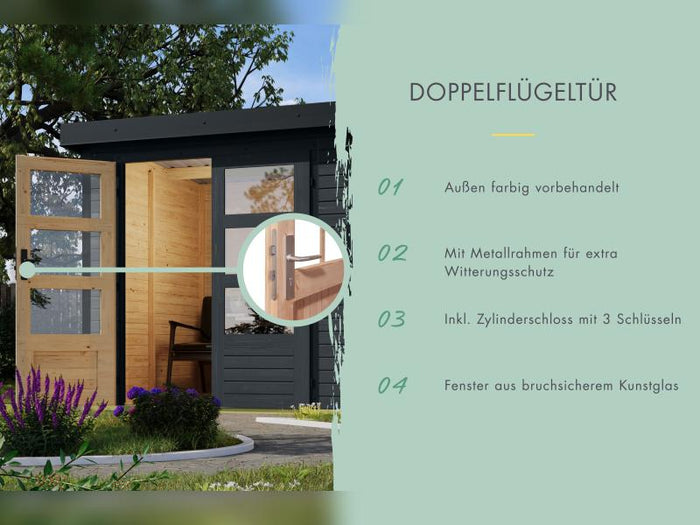 Karibu Hybrid Gartenhaus Jupiter 2 C anthrazit/anthrazit