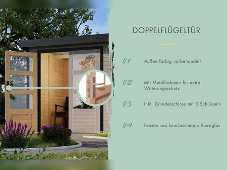 Karibu Hybrid Gartenhaus Jupiter 2 D wassergrau/graualuminium