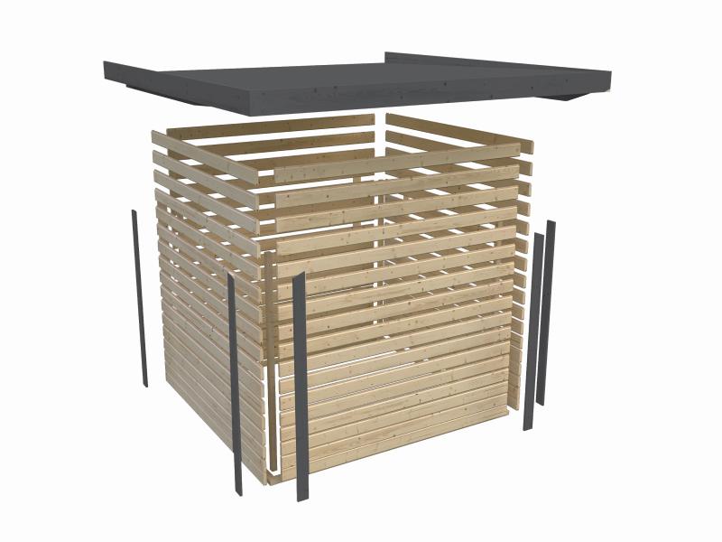 Karibu Hybrid Gartenhaus Jupiter 2 D wassergrau/weiß