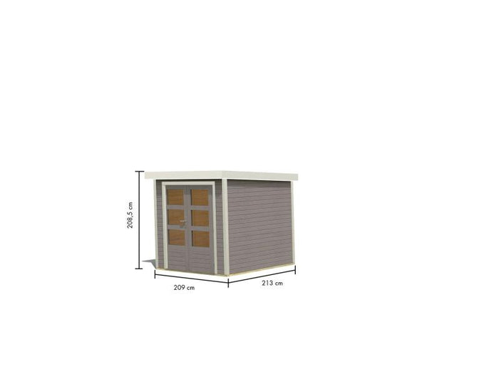 Karibu Hybrid Gartenhaus Jupiter 2 D wassergrau/weiß