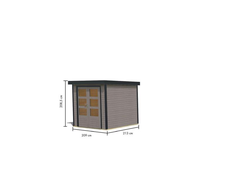 Karibu Hybrid Gartenhaus Jupiter 2 D wassergrau/staubgrau