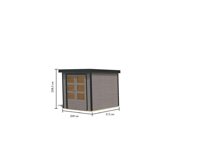 Karibu Hybrid Gartenhaus Jupiter 2 D wassergrau/staubgrau
