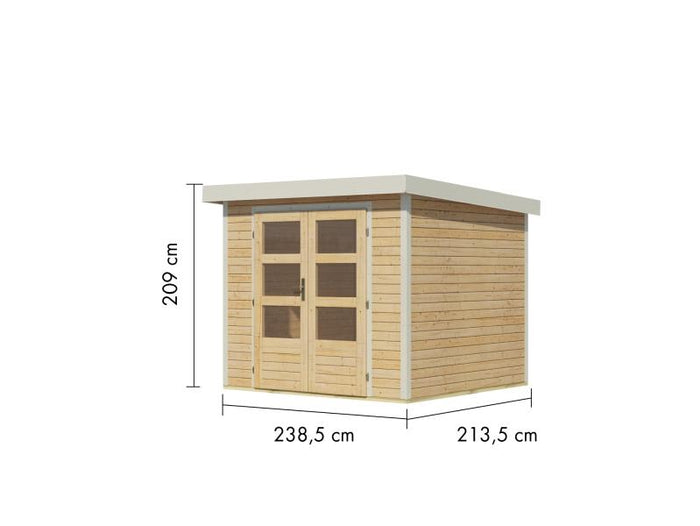 Karibu Hybrid Gartenhaus Jupiter 3 A naturbelassen/weiß