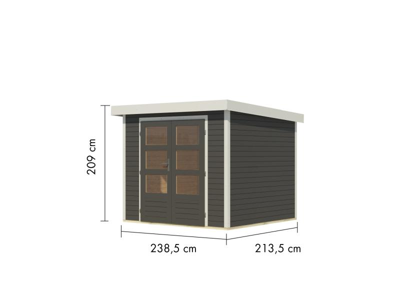 Karibu Hybrid Gartenhaus Jupiter 3 B terragrau/weiß