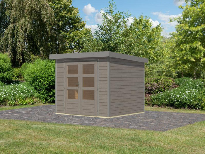 Karibu Hybrid Gartenhaus Jupiter 3 D wassergrau/graualuminium