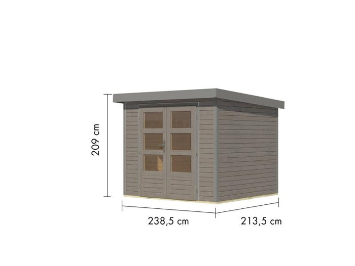 Karibu Hybrid Gartenhaus Jupiter 3 D wassergrau/graualuminium
