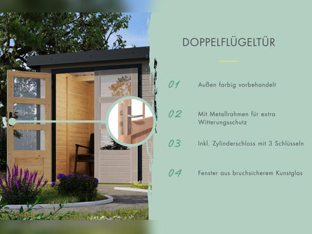 Karibu Hybrid Gartenhaus Jupiter 3 D wassergrau/anthrazit